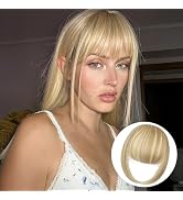 Fanguilar Clip in Bangs, Light Blonde Mix Bleach Blonde Fake Bangs Hair Clip French Bangs Hair Cl...