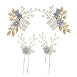 VINTORKY 4個ブライダルコーム 花柄ヘアアクセサリー 甘美な髪飾り ヘアプロップ