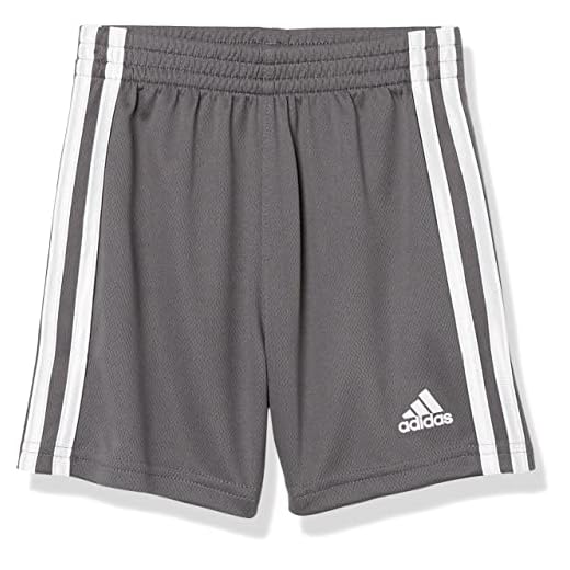 adidas boys Adi Classic 3-stripe Shorts, Dark Grey, 7 US