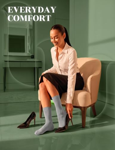 Image of Hugh Ugoli Womens Thin Soft Bamboo Dress Socks, Business, Crew, 3-6 Pairs