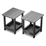 Designora by JDC Adirondack Outdoor Side Table Small Outside Table for Patio Poolside Yard Garden 2-Tier Outside End Tables, Indoor or Outdoor Use, Easy Maintenance, 2 Pcs, Black