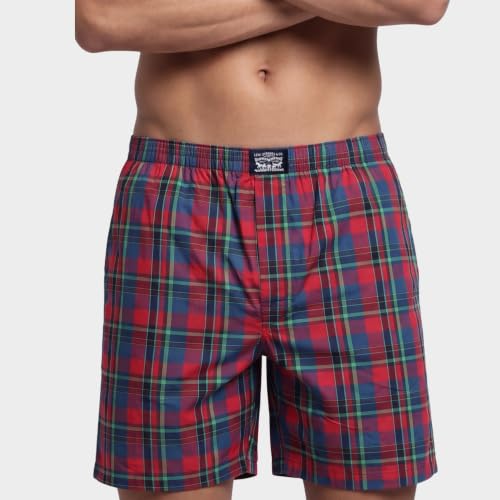 Image of Levi's 024 Boxer Shorts for Men | 100% Poplin Cotton | Checked Men's Boxers | Durable & Breathable | Smooth Hand-Feel | Inner Elastic Waistband | Functional Fly | Relaxed Leg Opening | Pack of 1
