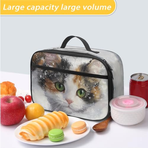 Cumagical Calico Cat Print Kids Lunch Bag & Backpack Combo Shoulder Pads Multi-Pocket for Elementary Kids4