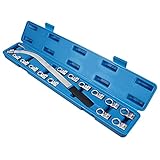 UTMALL 15pcs Engine Bay Auxiliary Timing Belt Tensioner Pulley Tool Tensioner Damper Wrench Set 12-19mm