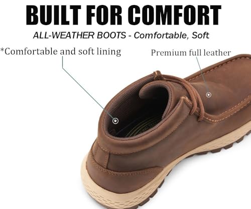 Image of SUREWAY Men's Chukka Boots,Fashion and Comfort Driving Shoes,Lightweight Durability Leather Moc Toe Work Boots