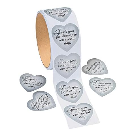Fun Express Silver Heart Thank You Stickers (1 roll) Cover
