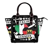 Nruairly Half German Half Italian Flag Women's Pu Leather Handbag Rivet Shoulder Bag Fashion Studded Top Handle Satchel Crossbody Tote Bag Punk Bag Purse For Dating Travel Work