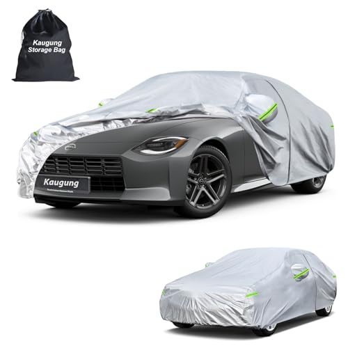 Image of Kaugung Car Cover Custom Fit for 350Z 370Z Z (2002-2026), 6 Layers Waterproof All Weather for Automobiles Full Exterior Cover Rain Sun Snow Protector with Door Zipper. Silver