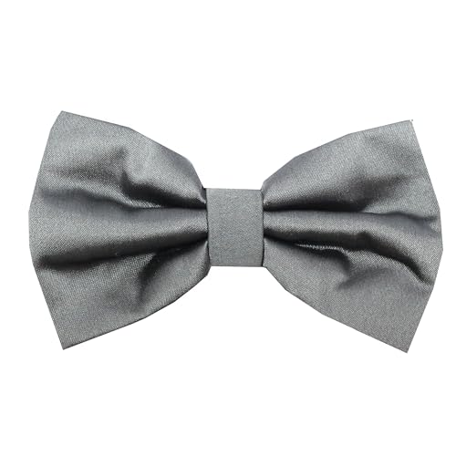 Image of Tie Studio Mens Formal Solid Bow tie | Satin | Microfiber | Standard Size | Premium fabric | Superior Clip Hold | Packaging - Box | Colour - Black Bow Tie (Set of 1)
