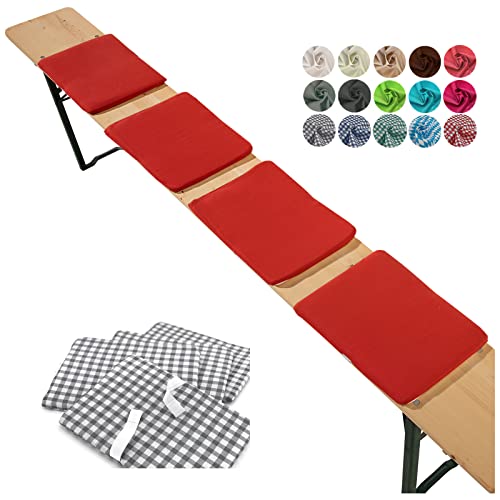 heimtexland ® Juego de 4 cojines para banco de cerveza, muebles de jardín, cojines decorativos tipo 859, color rojo