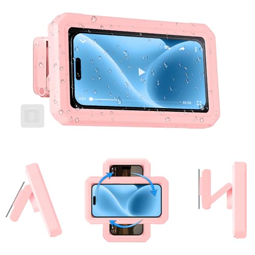 HOTUT Funda Impermeable Móvil para Ducha, 480° Rotación Ajustable Caja de Teléfono para Ducha, Soporte Pared de Baño Smartphone, Caja para Teléfono de para Teléfonos de Menos de 7 Pulgadas