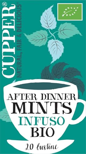 CUPPER After Dinner Mints Infuso Biologico con Doppia Menta e Finocchio, Tisana con Ingredienti Naturali Digestivo Dopo Pasto, Gusto Speziato, Filtri 100% Biodegradabili, Confezione da 20 Bustine