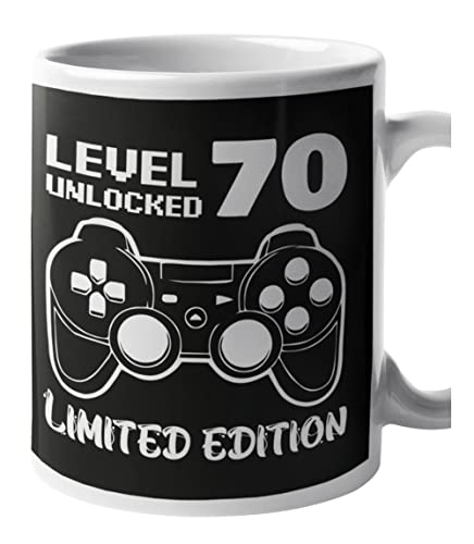 Colorfamily Tazza Compleanno Regalo 70 anni Level Unlocked Limited Edition Mug in ceramica