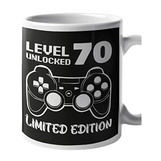 Level Unlocked Limited Edition Taza de cerámica para cumpleaños de 70 años