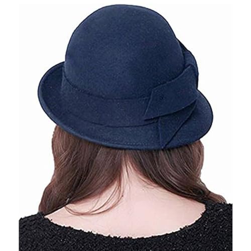 Gorro vintage de fieltro de lana para mujer miniatura 3