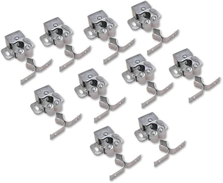 FontrBrico A-1020552-P10 Closures for Furniture Cabinet Door Latch | Double Roller Bump | 10 Pieces | Zinc Plated Steel