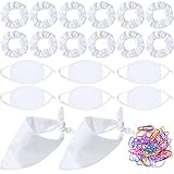 12 Pieces White Hair Scrunchies Elastic Hair Ties for Tie Dye, 2 Pieces White Hair Bandanas White...