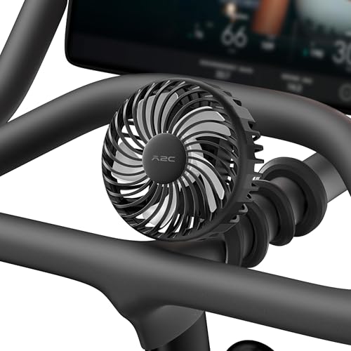 A2C 4.7-Inch Big Cooling Fan for Peloton Bike Bike+ or Tread 16.5 Long Bendable Arm Rechargeable 4000mAh Battery 360 Rotation 3 Speeds fits Treadmill Exercise Workout Stationary Cycling Bikes