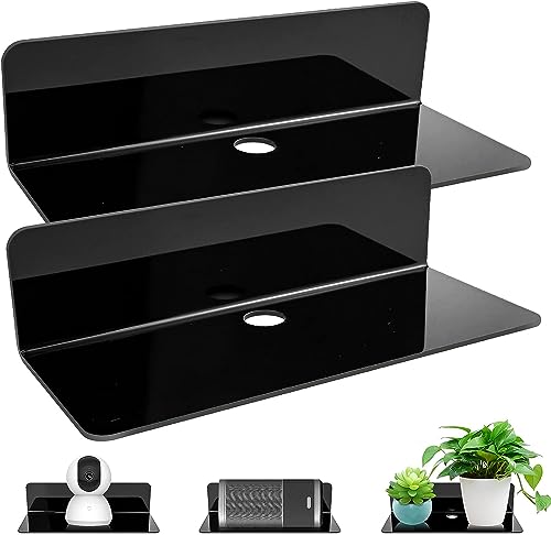 Jukmen Acrylic Shelves for Wall, Floating Shelves Set of 6, Clear Shelves with Mounting Kit for Decoration & Storage, Small Wall Shelf for Bedroom, Bathroom, Office, Living Room (Black) Jukmen Acrylic Shelves for Wall, Floating Shelves Set of 6, Clear Shelves with Mounting Kit for Decoration & Storage, Small Wall Shelf for Bedroom, Bathroom, Office, Living Room (Black)