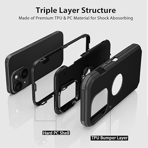 Jiunai JIUNAI-1997 For Iphone 15 Case, Heavy Duty Drop Protection Screenless Dual Layer Shockproof Rugged Tough Bumper Dust Proof Phone Case Compatible thumb #2