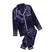 Produktbild Pyjama Damen Nachthemd Schlafanzug Damen Seidensatin Pyjama Set Weiblich Lässig Zu Hause Tragen Lose Langarm Pyjama Anzüge L Blau