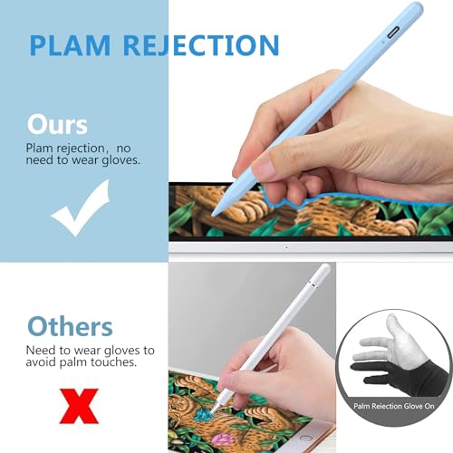 Image of Stylus Pen for iPad 2018-2023 with Palm Rejection, Active Pencil for iPad 10th /9th /8th /7th /6th Generation, for iPad Pro 11 /12.9 inch, for iPad Air 5th /4th /3th, for iPad mini 6th /5th Gen(Sky Blue)