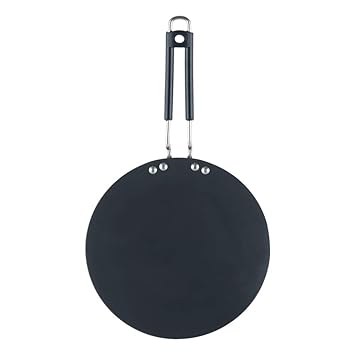 Vinod Hard Anodized Concave/Roti/Paratha Tawa (25cm), Black (4.2MM Thickness), Aluminium