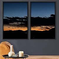 2 Piece Framed Canvas Wall Art Colorful Sky and Mountain Landscape Canvas Prints Home Artwork Decoration for Living Room,Bedroom - 16