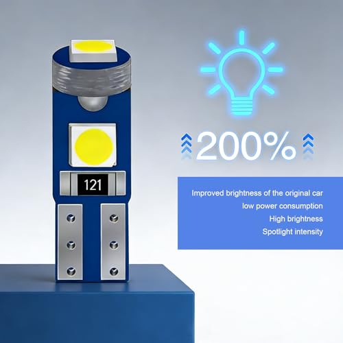 10 luces LED T5 para tablero de auto blancas miniatura 3