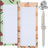 2 Pack Magnetic Shopping List Pad & 1 Magnetic Pen Clip 100 Tear Off Sheets Magnetic Grocery List Magnetic Notepad Magnetic Pen Holder for Fridge