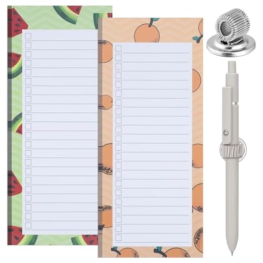 2 Pack Magnetic Shopping List Pad & 1 Magnetic Pen Clip 100 Tear Off Sheets Magnetic Grocery List Magnetic Notepad Magnetic Pen Holder for Fridge