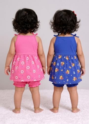 Image of Chandrika Baby Boys & Girls Regular Fit 100% Cotton Half Sleeve Jhabla & Shorts Set Pack of 3