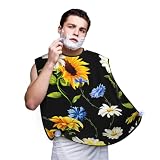 Hnnkloy Girasoles Manzanilla Impreso, Babero de afeitar para hombre, delantal para barba, recogedor de pelo de barba para hombre 107x73cm