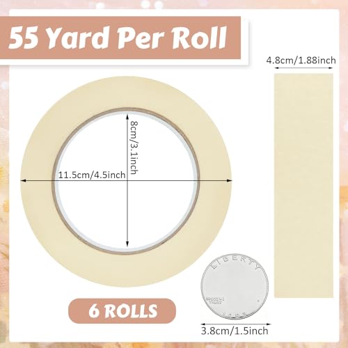 Image of Fainne 6 Rolls 1.88 Inch Masking Tape Bulk 55 Yards