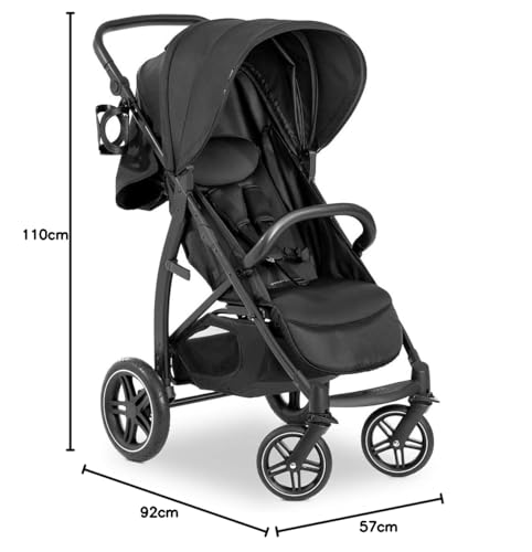 hauck Rapid 4D, Schwarz - Kinderbuggy mit Liegefunktion ab Geburt bis 22 kg - UV Schutz 50+ - Klein Zusammenklappbar - Höhenverstellbarer Schieber mit Getränkehalter - Pannensichere Gummi Räder