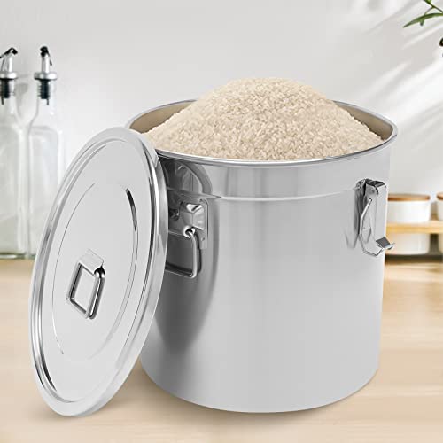 Recipiente hermético de acero inoxidable 33L para almacenamiento de alimentos de metal duradero para cereales, arroz y harina, organizador de cocina plateado, resistente al óxido, perfecto para el
