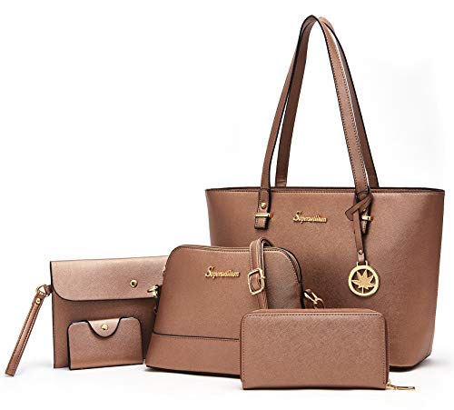 Soperwillton Handbag and Purse for Women Shoulder Tote Bag Satchel Set 5pcs