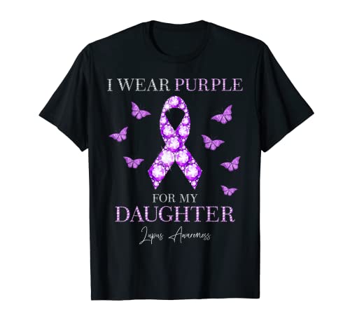 I Wear Purple For My Daughter Lupus Concientización Purple Ribbon Camiseta