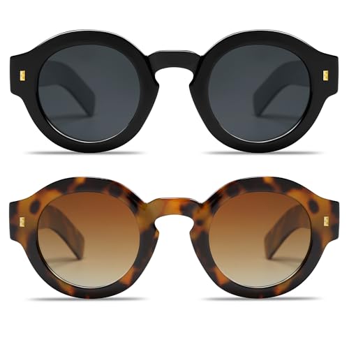 Image of VANLINKER Vintage Round Polarized Sunglasses for Women Men Trendy Shades Retro Circle Sun Glasses VL9743