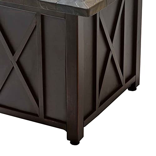 Endless Summer 30 Inch Square 30,000 Btu Liquid Propane Gas Outdoor Fire Pit Table W/Push Button Ignition, Black Fire Glass, & Steel Fire Bowl, Black #TOP2