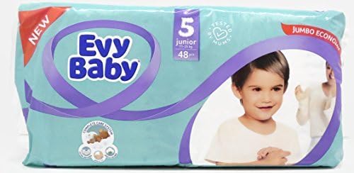 Size 5 Junior 24 - 55 Lb (11-25 Kg) Baby Diapers 48 Pieces