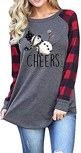 It's The Most Wonderful Time of The Year T-Shirt Women Buffalo Plaid Spleißen Langarm Raglan Baseball Tee Tops, hellgrau, Klein Cover