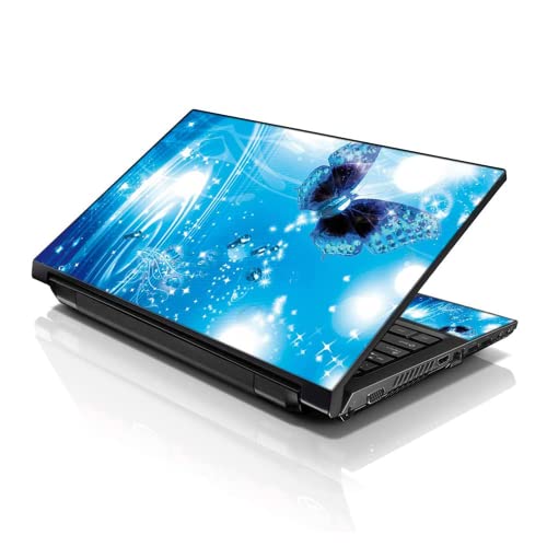 LSS 15 15.6 Inches Laptop Notebook Skin Sticker with 2 Wrist Pads - Reusable Cover Protector Vinyl Sticker Cover Decal Fits 13" - 16" HP Asus Acer Samsung - Water Butterfly Pattern
