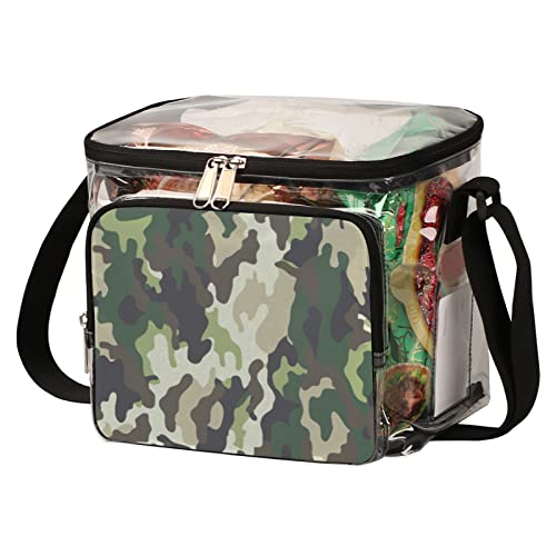 軍用迷彩テクスチャ ランチバッグ トランスペアレント 保冷バッグ 抽象的な迷彩 お弁当 エコバッグ ソフトクーラー 保温 断熱 汚れに強い 食品収納 大容量 ファッション 男女兼用