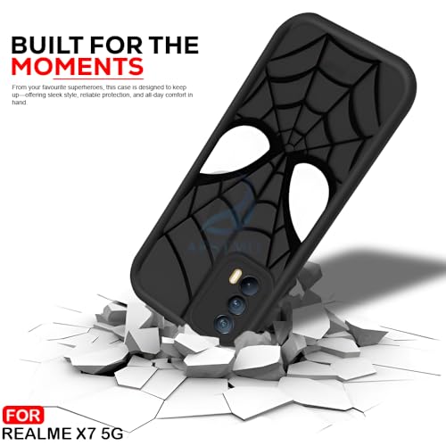 Image of AESTMO Back Case Cover for Realme X7 5G Cover | Spidey Face Mask Design | Silicone Case | Full Body Protection | Camera Protection Back Cover for Realme X7 5G (Black)