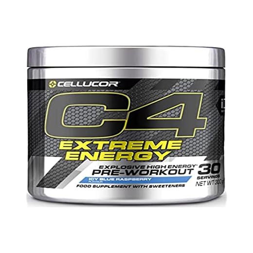 Cellucor C4 Extreme Energy – preworkout pulver – dryckesbehållare för energibooster – Icy Blue Raspberry – 30 portioner