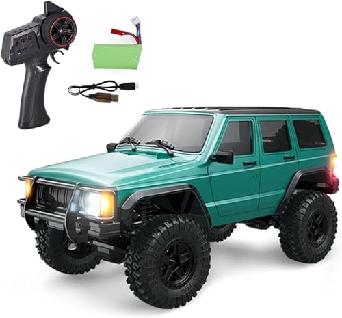 Image of KIZJORYA 1 /18 Four Wheel Drive Remote Control Rock Crawler 8562-C8809 Rc Multi-Terrain Off Road Car 3Speed Motor Esc Servo Light System Battery (Green)