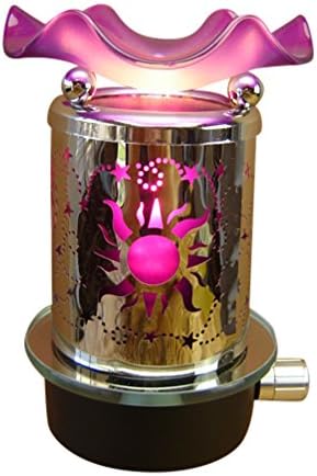 Celestial Purple Sun Moon and Stars Mirror Base 5.5" Electric Plug in Oil Warmer Tart Burner