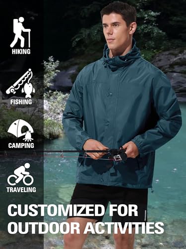 Image of UIQUR Mens Lightweight Packable Waterproof Rain Jacket Windbreaker