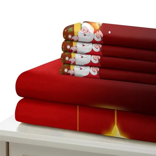 Housse de couette Père Noël microfibre douce抗皺 ferme glissière parure lit King 220x240